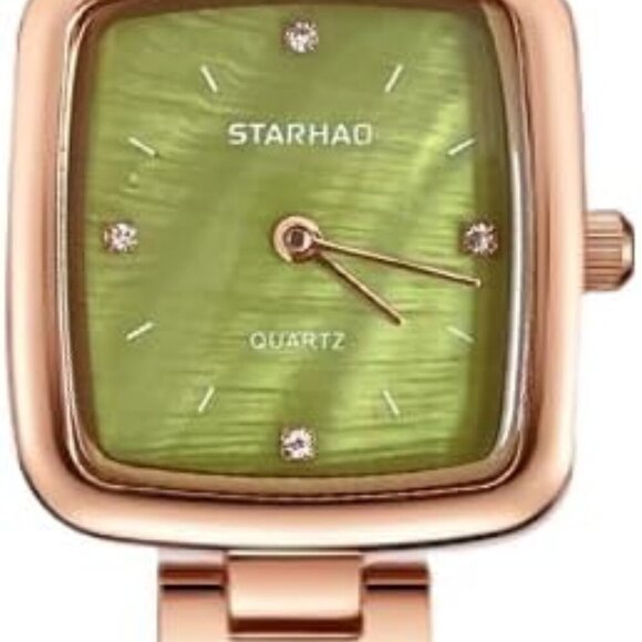 Fashionable Square Dial Quartz Watch for Women - Gold-Tone Stainless Steel Brace - Picture 1 of 7
